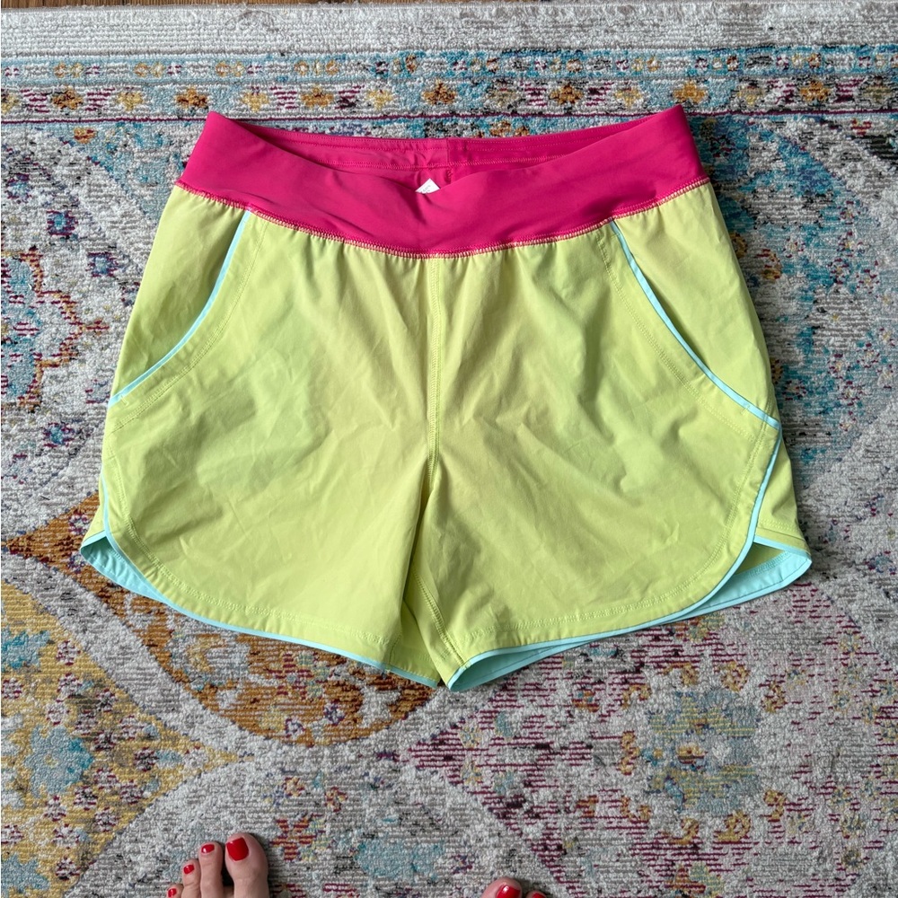 Lands' End Lime Green and Pink Swim Shorts 5inch inseam